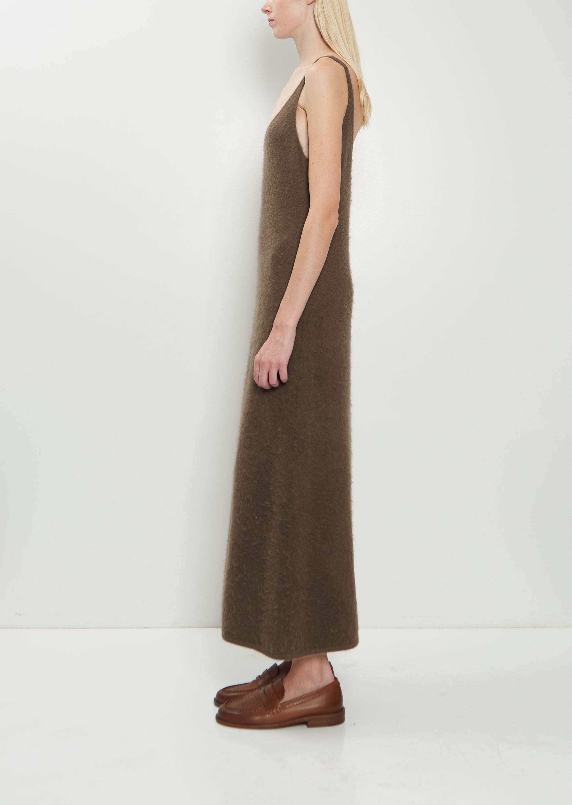 Alpaca Fur Knit Dress Dark Brown La Garonne Alpaca Fur Knit Dress Dark Brown La Garonne