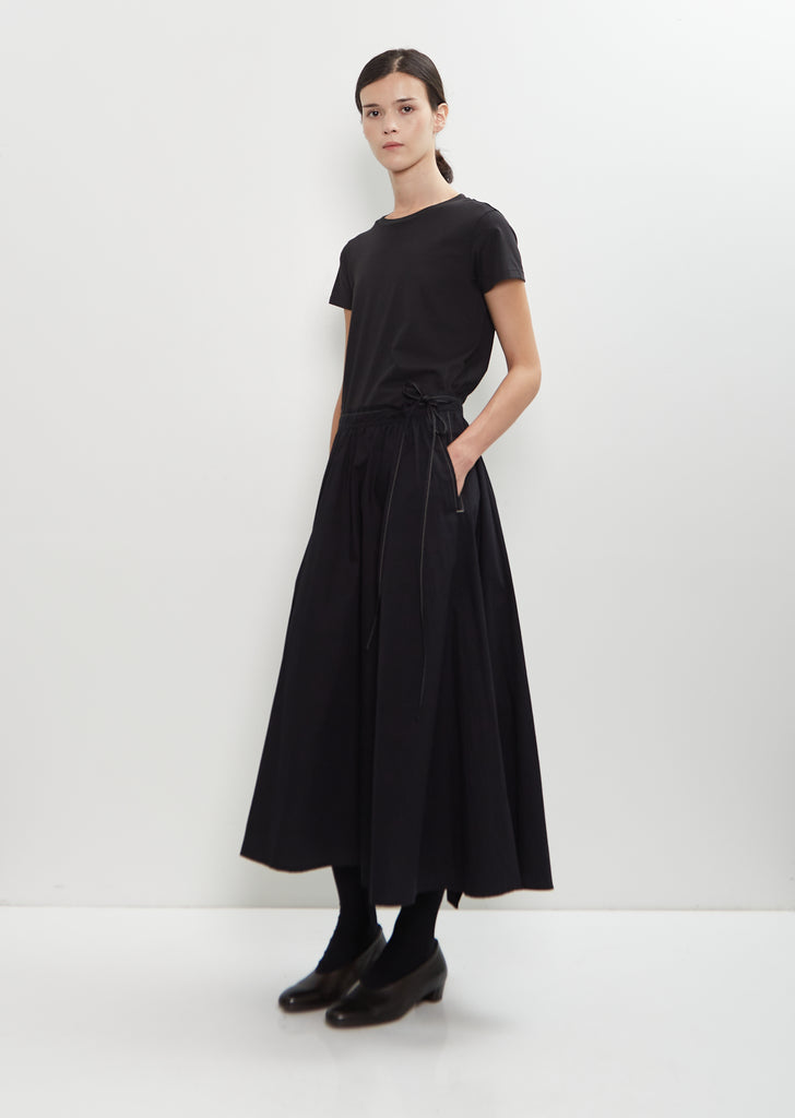 Cotton Left Gathered Flare Skirt