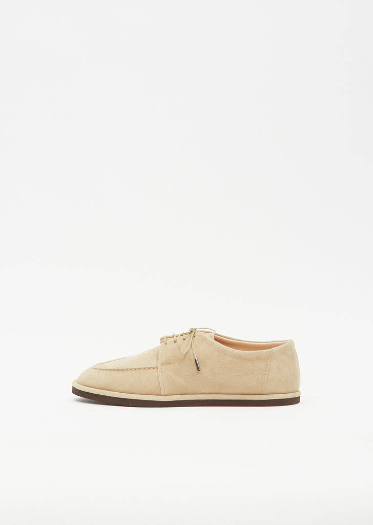 Suede Boat Shoes — Beige
