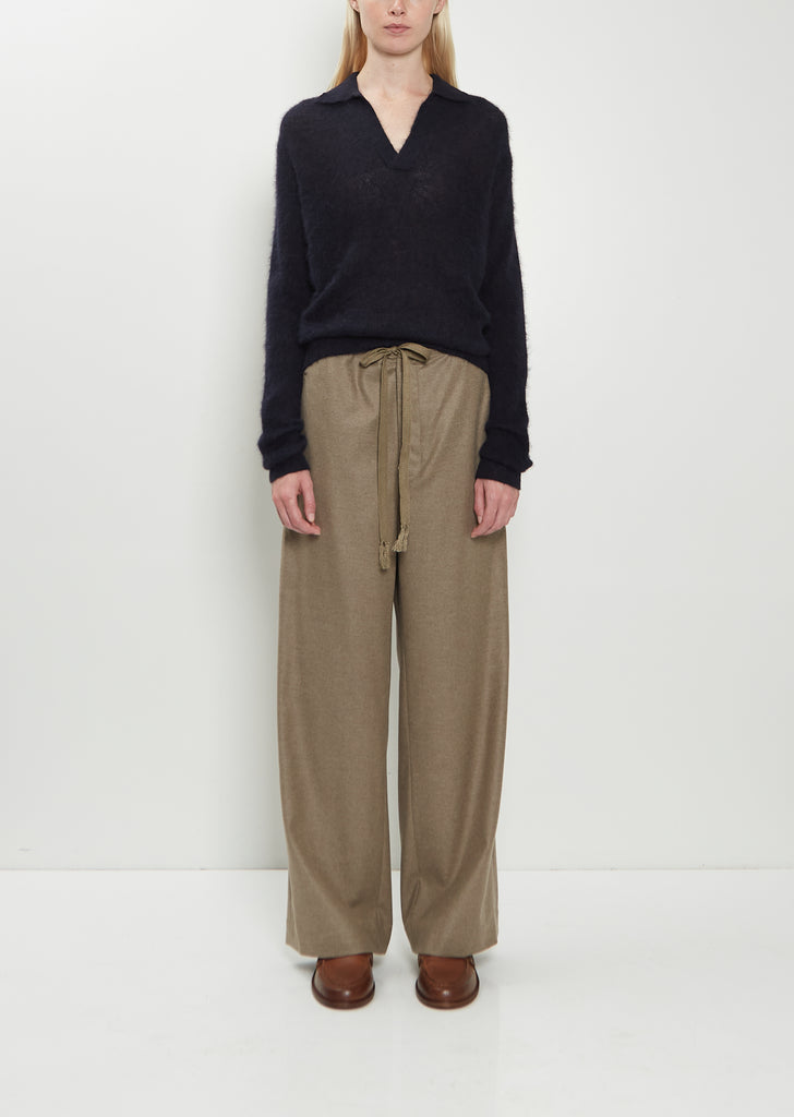 Wool Flannel Drawstring Pants — Top Brown