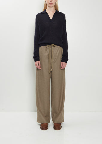 Wool Flannel Drawstring Pants — Top Brown