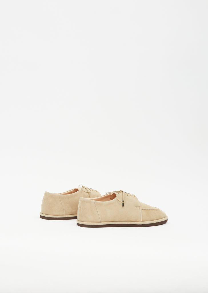 Suede Boat Shoes — Beige