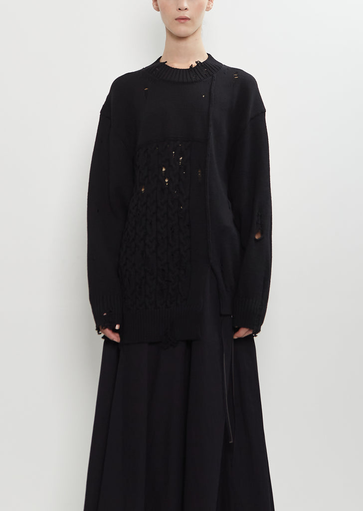 Wool Knit Damaged Detailed Pullover