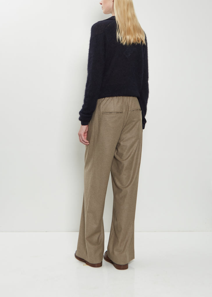 Wool Flannel Drawstring Pants — Top Brown