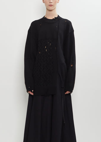 Wool Knit Damaged Detailed Pullover