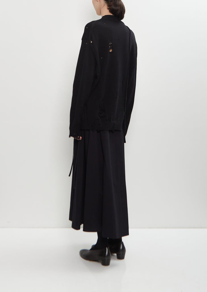 Wool Knit Damaged Detailed Pullover