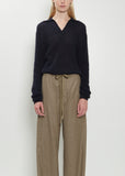Semi-Sheer Alpaca Knit Skipper Polo