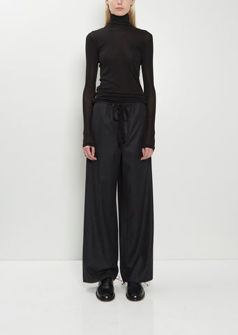 Wool Flannel Drawstring Pants — Top Charcoal