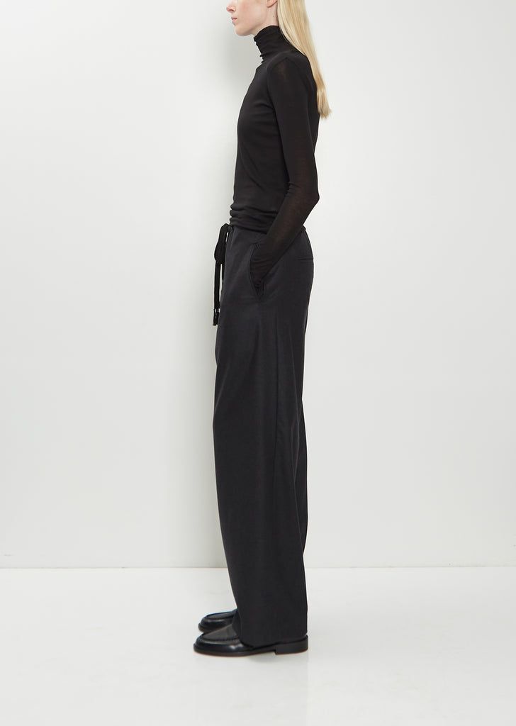 Wool Flannel Drawstring Pants — Top Charcoal