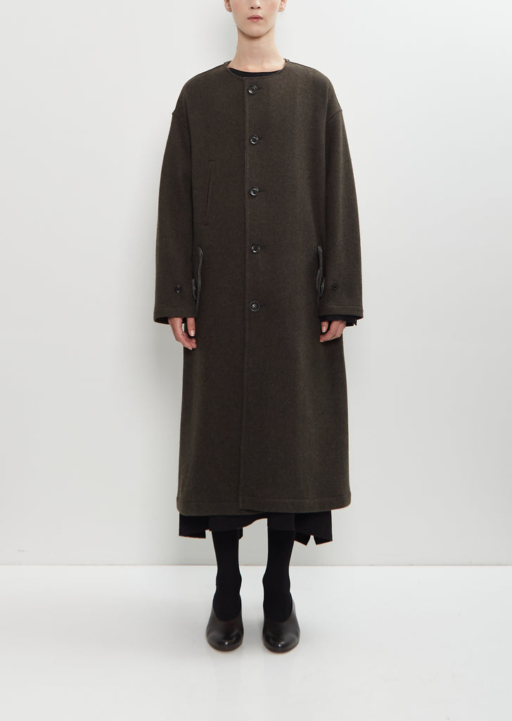 Wool Felt Collarless Coat