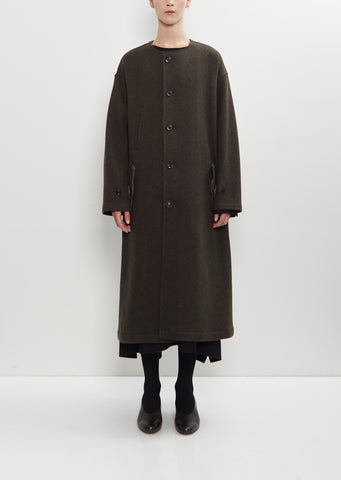 Wool Felt Collarless Coat