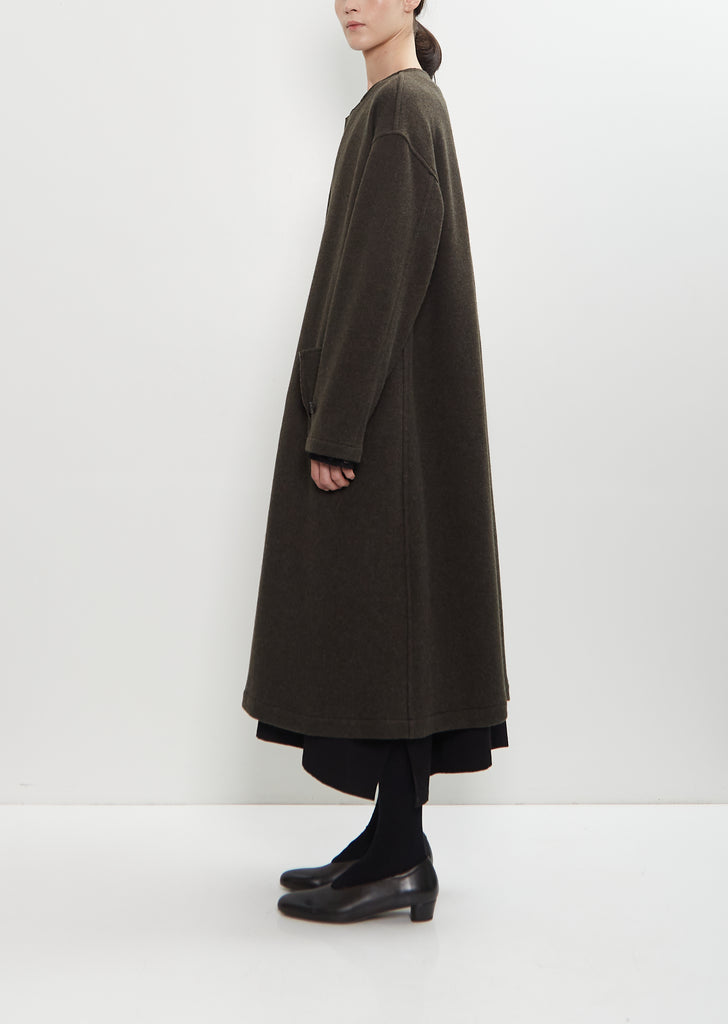 Wool Felt Collarless Coat