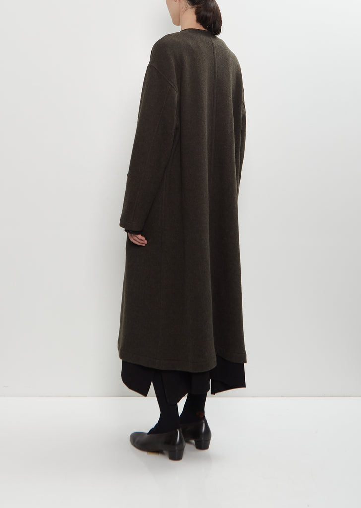 Wool Felt Collarless Coat