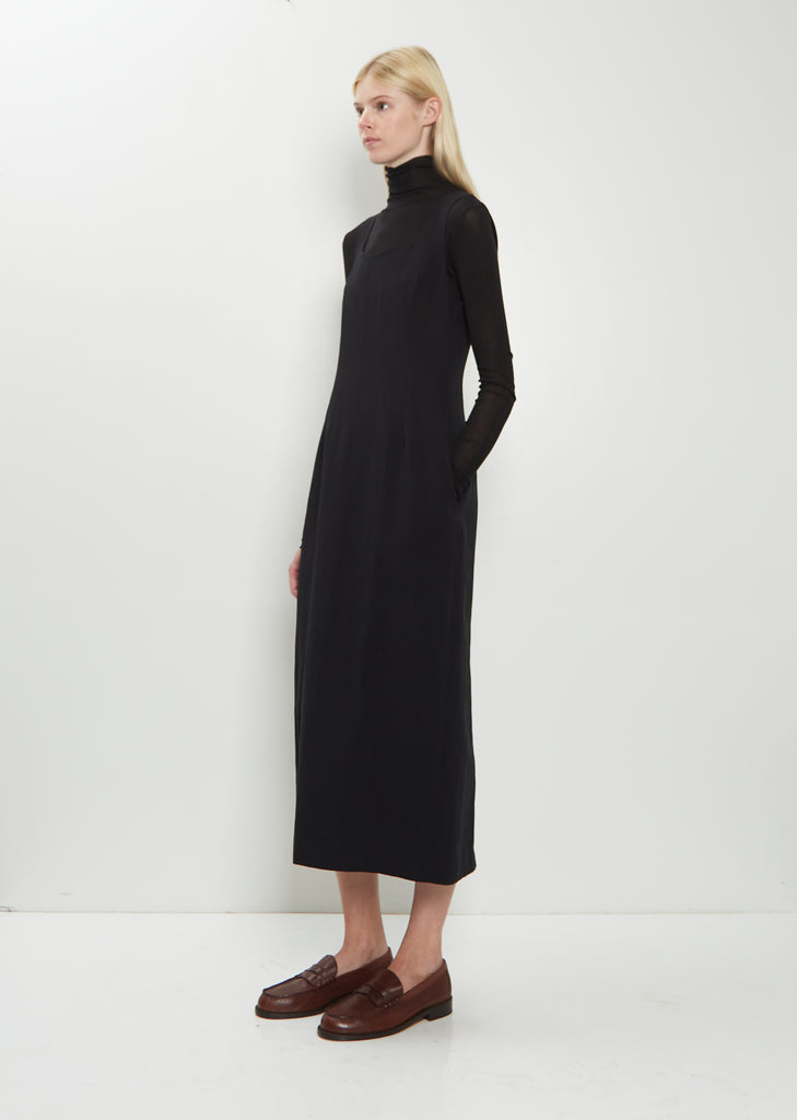 Cotton Linen Gabardine Dress — Black