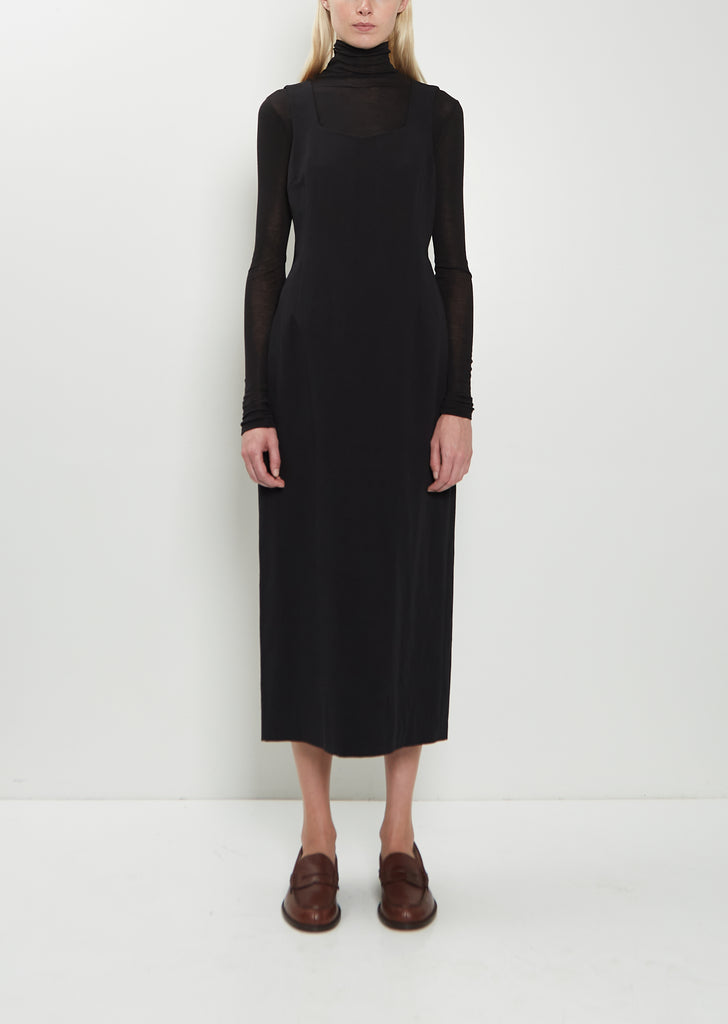 Cotton Linen Gabardine Dress — Black