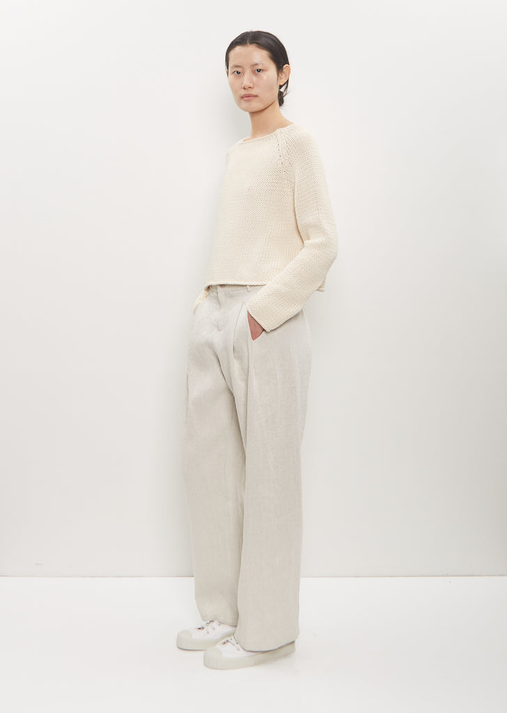 Linen Loose Pleated Wide Leg Trouser