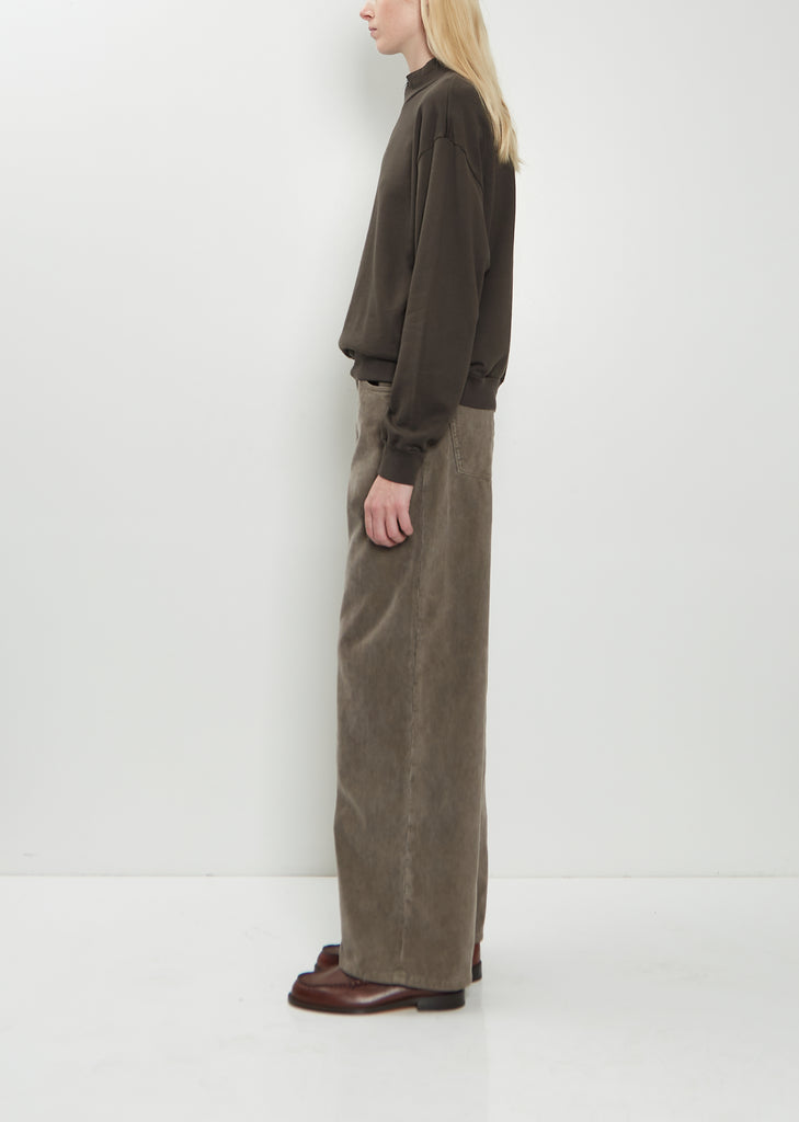 Finx Corduroy Wide 5 Pocket Pants — Olive Brown
