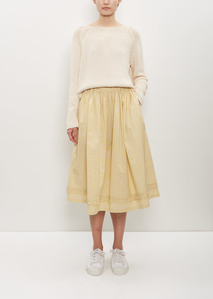 Cotton Silk Pleated Trim Skirt