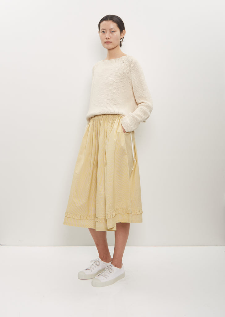 Cotton Silk Pleated Trim Skirt