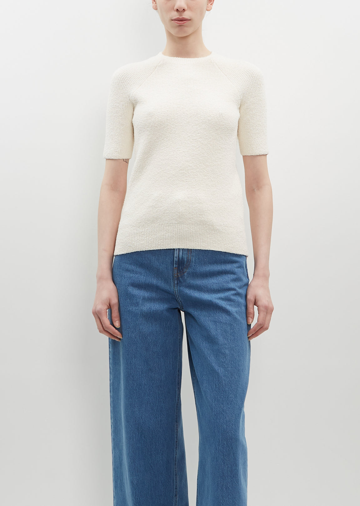 Raglan Sleeve Terry Knit White La Garonne Raglan Sleeve Terry Knit White La Garonne