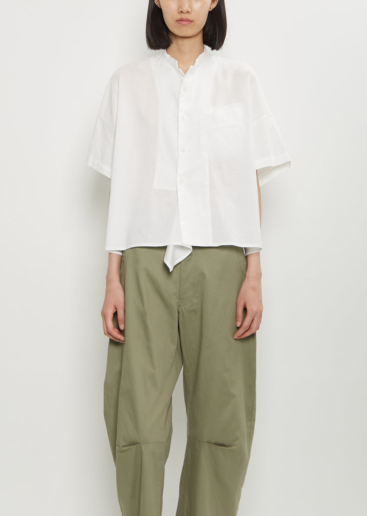 Cotton Half Sleeve Box Shirt — White