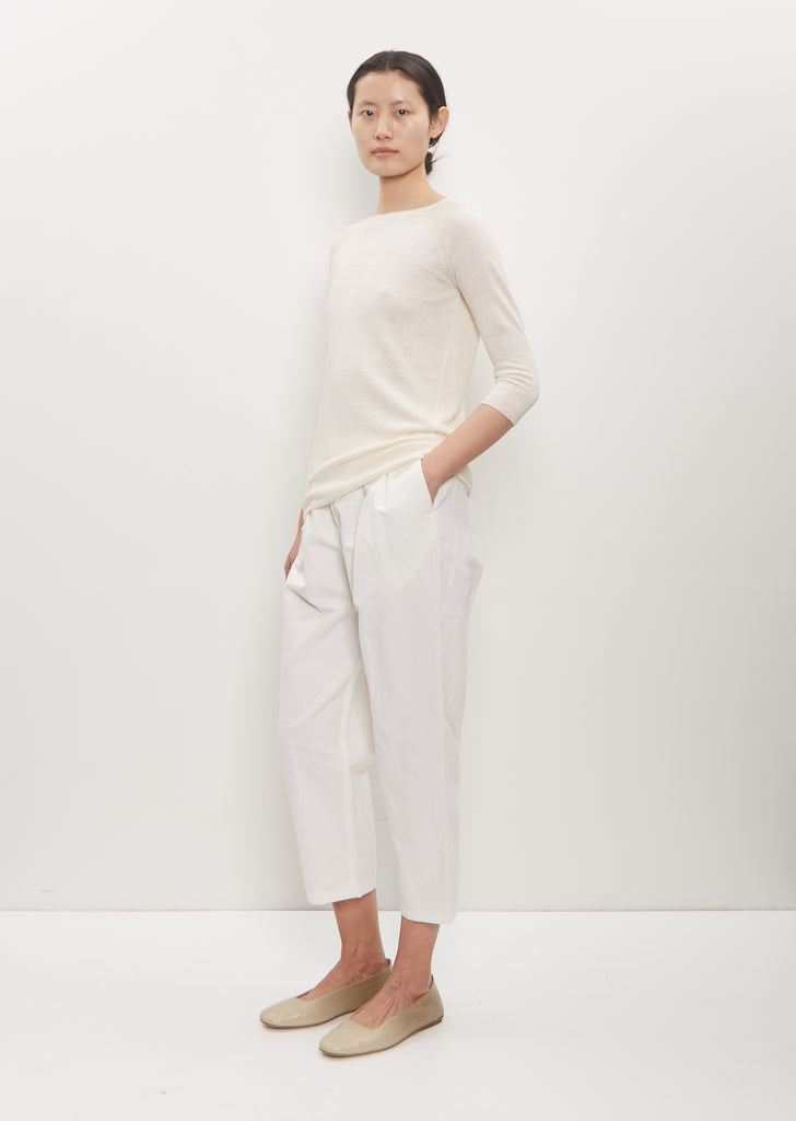 Cotton Linen Cropped Pleated Pant