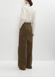 Cotton Denim Large Pants — Moss Green