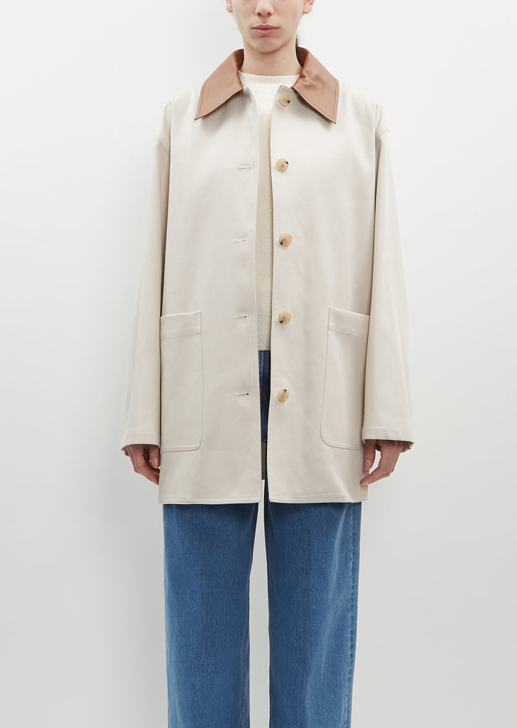 Leather-Collar Cotton Barn Jacket