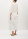 Cotton Linen Cropped Pleated Pant