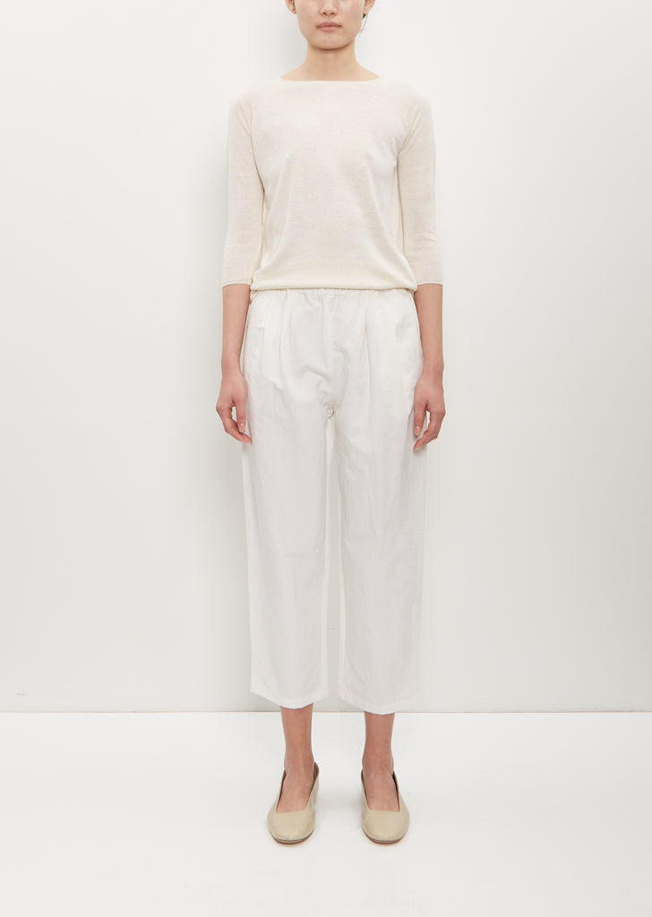 Cotton Linen Cropped Pleated Pant