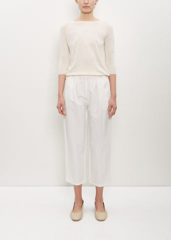 Cotton Linen Cropped Pleated Pant