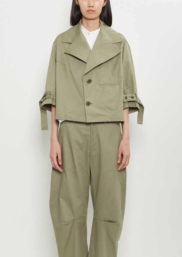 Cotton Wide Collar Cropped Jacket