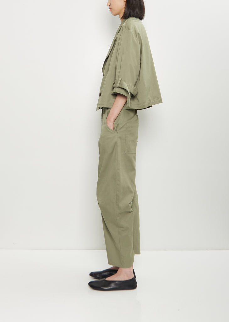 Cotton Wide Collar Cropped Jacket