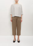 Cotton Poly Cropped Pleated Pant — Mud