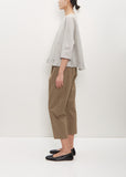 Cotton Poly Cropped Pleated Pant — Mud