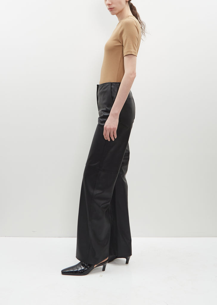 Paneled Leather Trousers