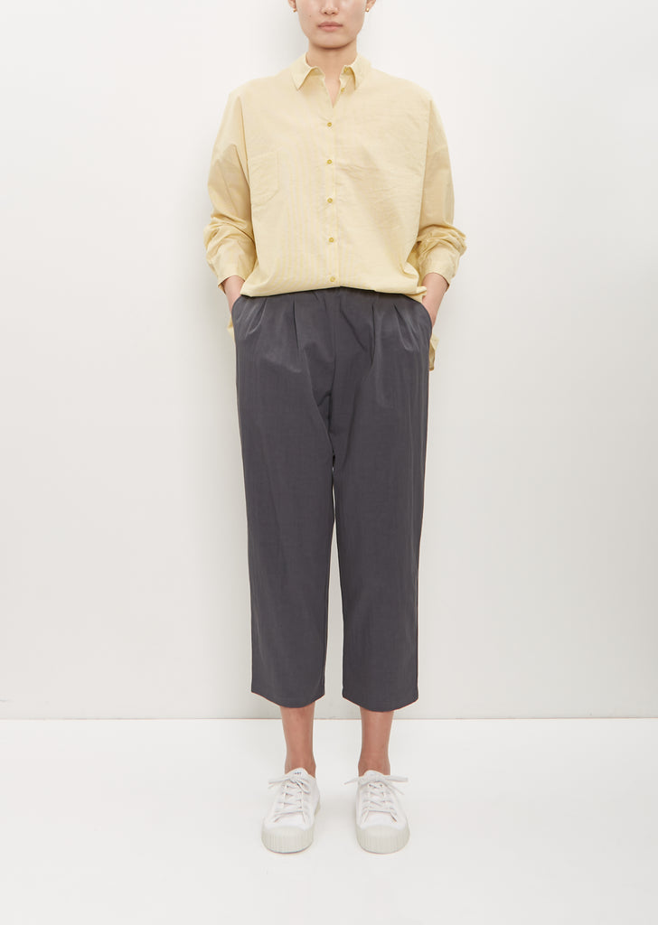 Cotton Poly Cropped Pleated Pant — Cement