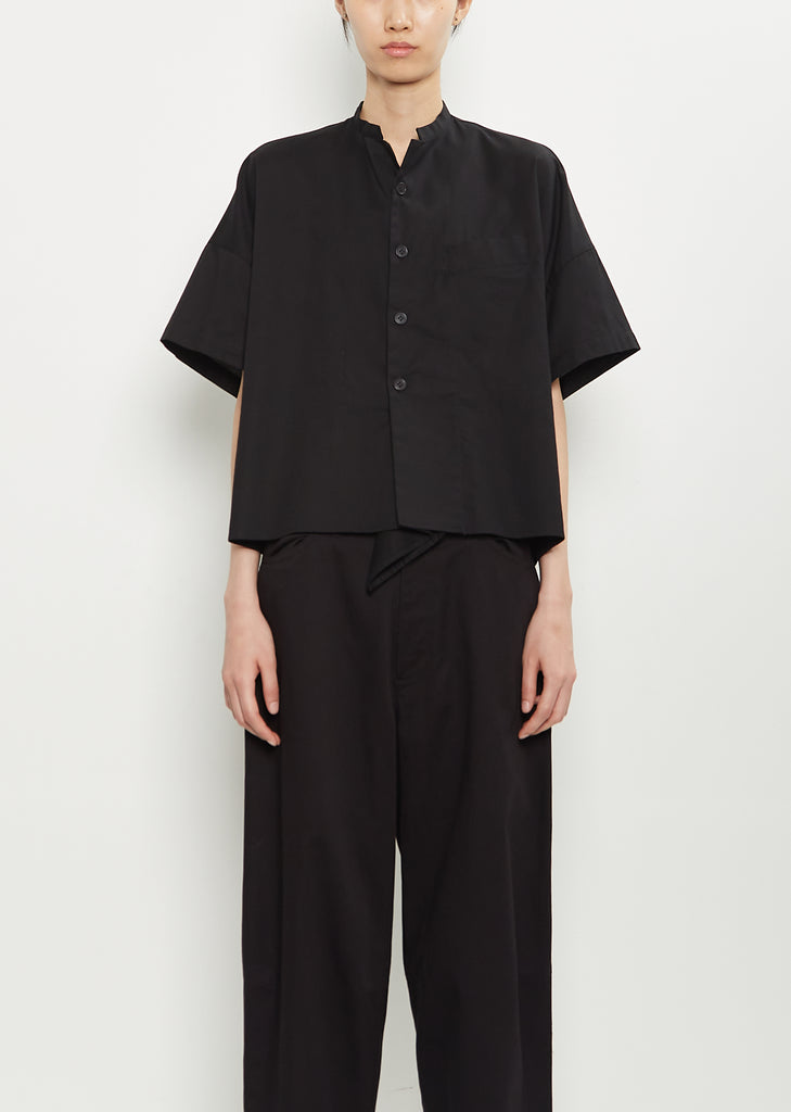 Cotton Half Sleeve Box Shirt — Black