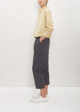 Cotton Poly Cropped Pleated Pant — Cement