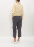 Cotton Poly Cropped Pleated Pant — Cement