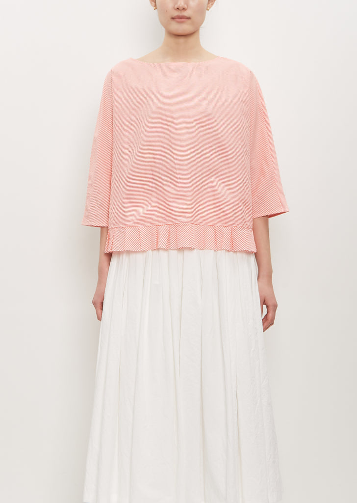 Cotton Silk Pleated Hem Popover — Poppy