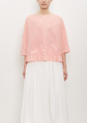 Cotton Silk Pleated Hem Popover — Poppy