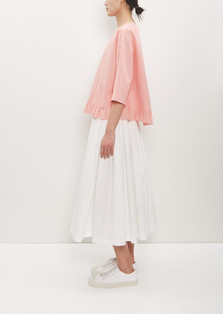 Cotton Silk Pleated Hem Popover — Poppy