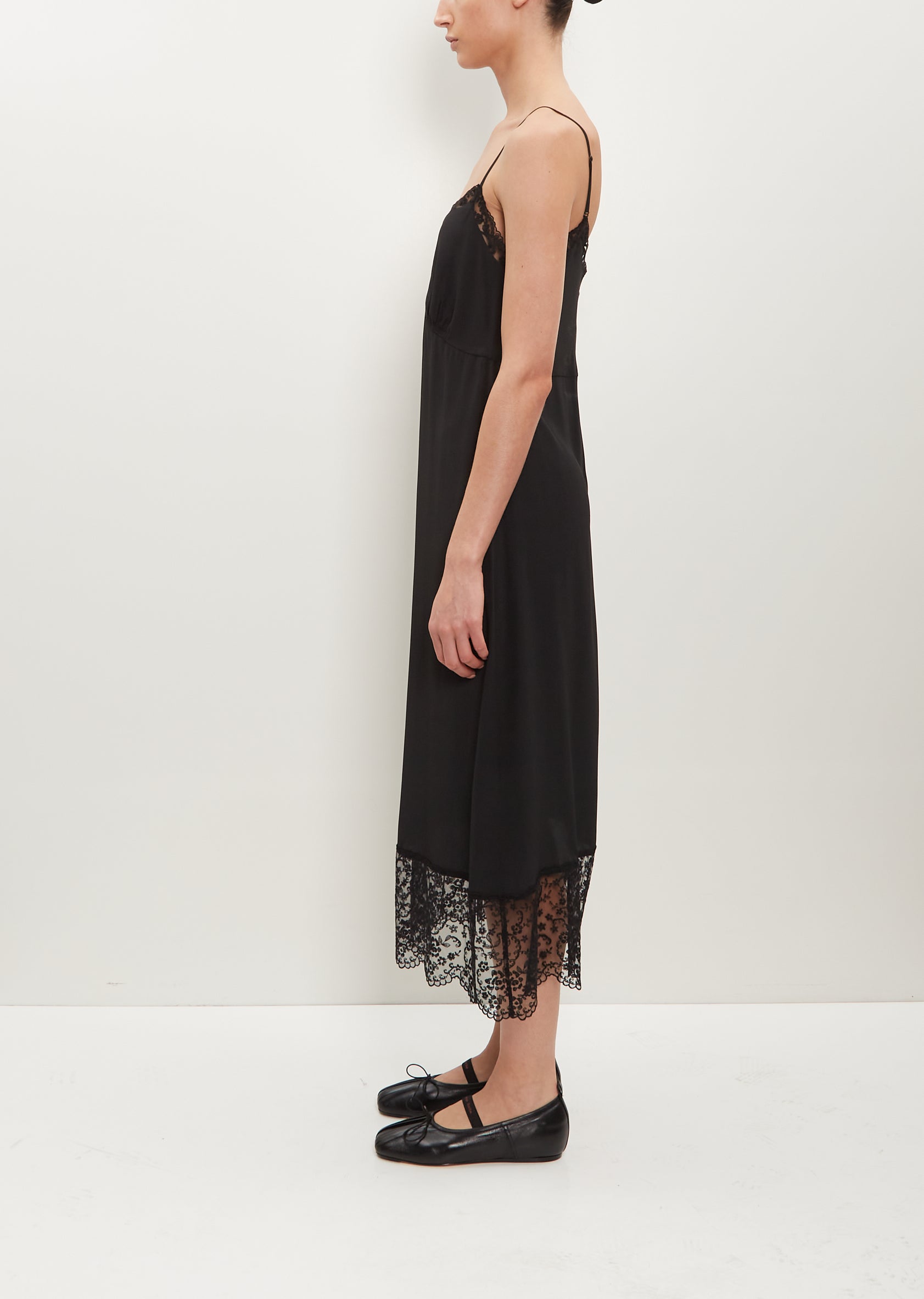 Slip Dress W/ Deep Lace Trim Black La Garonne Slip Dress W/ Deep Lace Trim Black La Garonne
