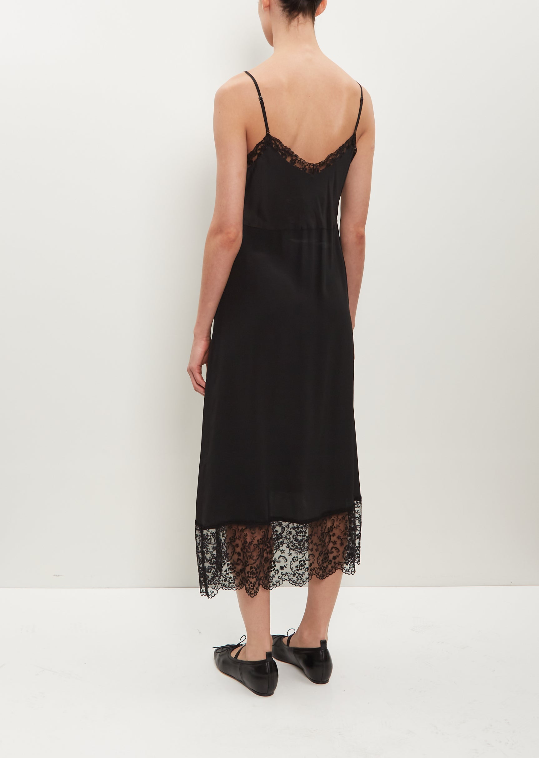 Slip Dress W/ Deep Lace Trim Black La Garonne Slip Dress W/ Deep Lace Trim Black La Garonne