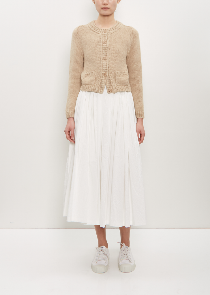 Cotton Pleated Pull On Skirt — Milk