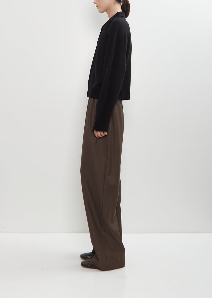 Homere Cashmere Polo Collar Sweater — Black