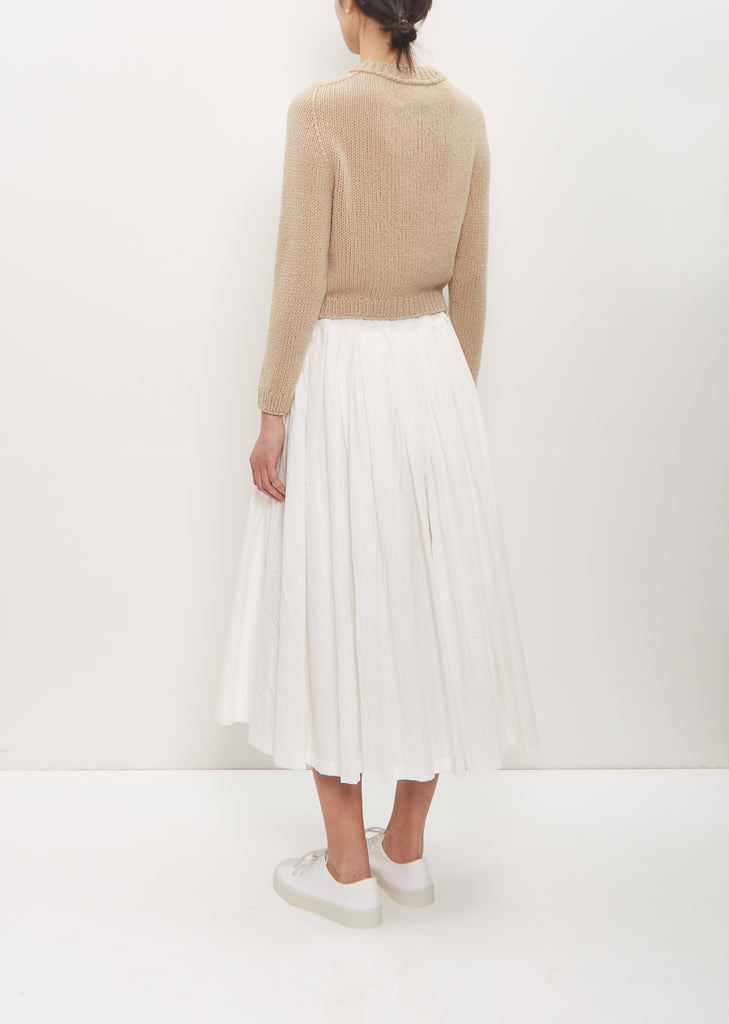 Cotton Pleated Pull On Skirt — Milk