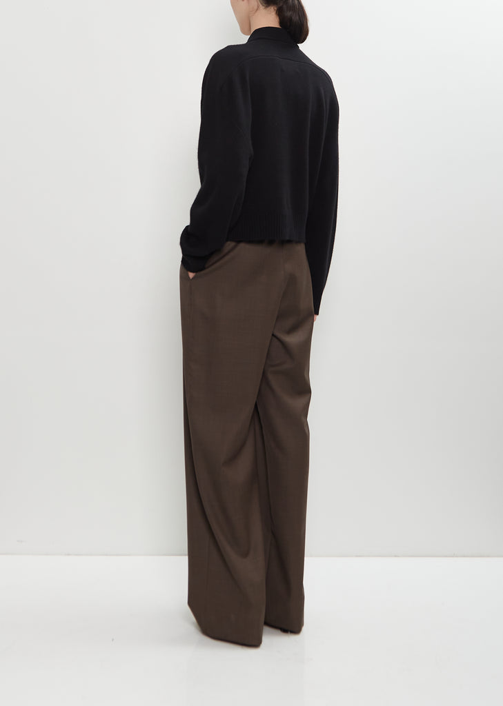 Homere Cashmere Polo Collar Sweater — Black