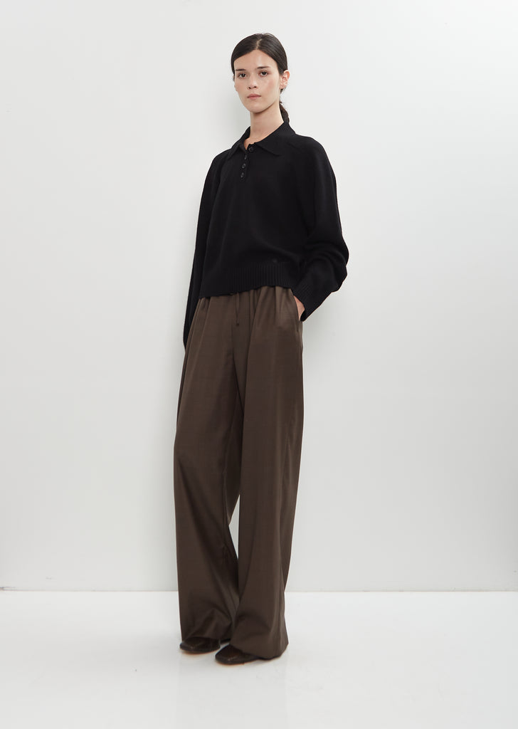 Homere Cashmere Polo Collar Sweater — Black
